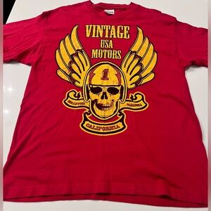 Vintage USA Motor‎ City T-shirt red with skull men’s large